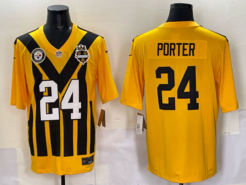Men Pittsburgh Steelers #24 Porter Yellow Retro 2025 Nike Limited NFL Jersey style 002->pittsburgh steelers->NFL Jersey